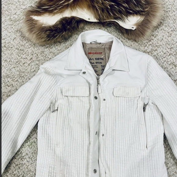 PRADA*  Cotton Nylon jacket w/ FOX fur collar*Size 44IT)* over $4,000 - Picture 2 of 7
